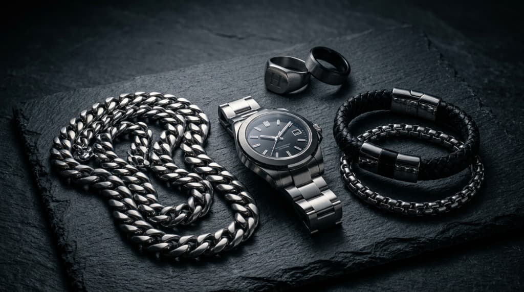 Men's watch and silver chain