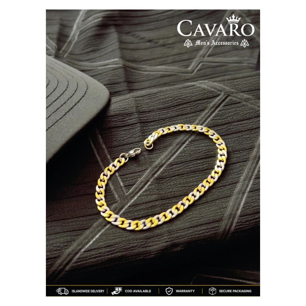 Two-Tone Gold & Silver Curb Link Bracelet for Men view 1
